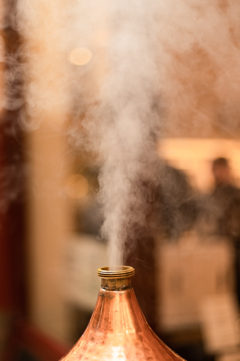smoke coming from a gold container